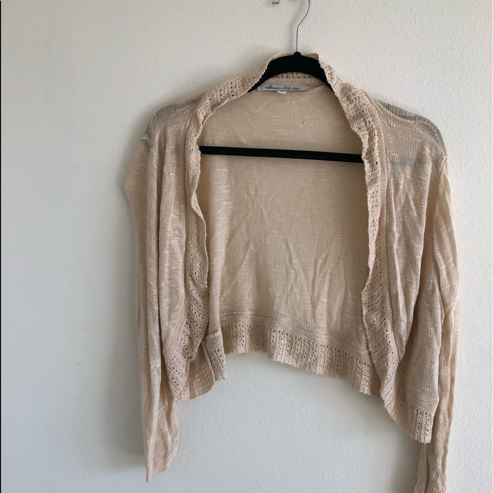 American Rag Cream Open Front Knitted Cardigan